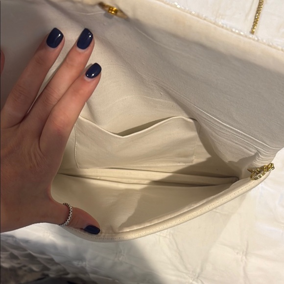 “Wifey” -White and Gold Crossbody Bag with Flap Closure and Chain Strap - Picture 3 of 5